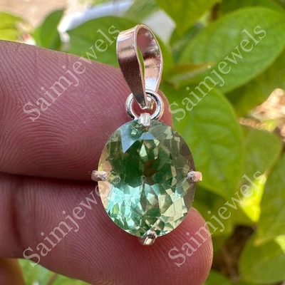 Colgante de plata maciza 925 certificado 11 quilates peridoto verde natural joyería hecha a mano Foto 1 de 4