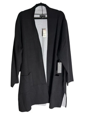 Cárdigan Suéter Rachel Zoe Talla 3X Nuevo con Etiquetas - Frente Abierto Talla Grande Negro Foto 1 de 4