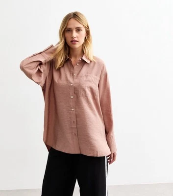 EX New Look Pink Textured Long Sleeve Pocket Shirt in Sizes 6-22 RRP £27.99 - Image 1 of 4