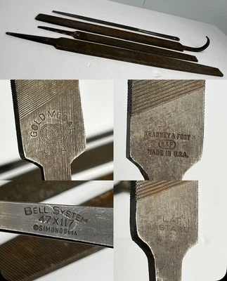 5 Vtg Metal File Rasp Tools Gold Medal, K&F, Simonds, Bell System, Flat Bastard - Image 1 of 4