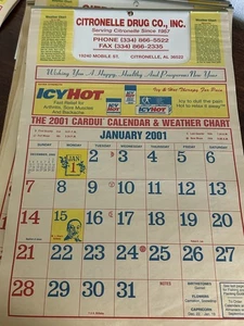 Vintage Citronelle Drugs Store Pharmacy Advertising Calendar Mobile AL 2001 - Picture 1 of 5