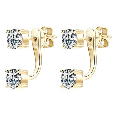 5mm D VVS1 Round Moissanite 2-in-1 Women Stud Earrings 925 Sterling Silver GRA - Image 1 of 4