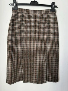 Vintage St Michael Wool Skirt UK 12 Brown Tweed Lined Pleated Pencil Skirt 25” W - Picture 1 of 9