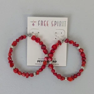 Peyote Vogel Creolen rote Steine Boho Southwestern Hippie Free Spirit Neu mit Etikett - Bild 1 von 4