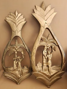 Polynesische Holzschnitzerei MCM Vintage Luau Hawaii geschnitzt Set Wandbehang - Bild 1 von 8