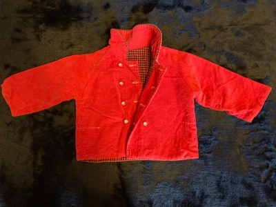 Chaqueta De Colección Pana Roja Manga Larga Doble Pecho con Forro a Cuadros Rojo/Negro Foto 1 de 3