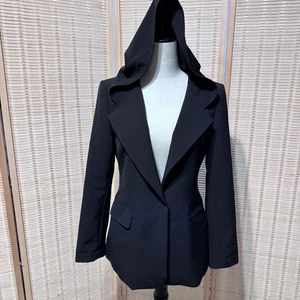 Donna Karan Blazer mit Kapuze und einem Druckknopf schwarz Größe Small elegant Street minimal - Bild 1 von 17
