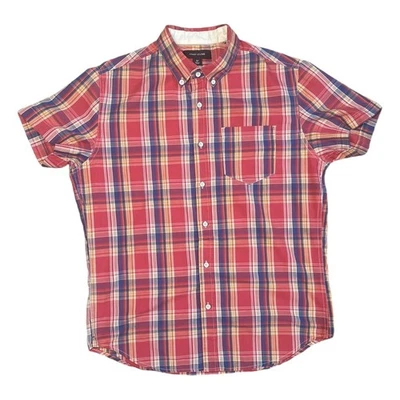 Adam Levine Men’s M Red Blue Plaid Button-Down Short Sleeve Shirt - Image 1 of 4