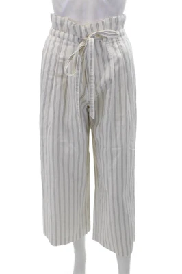 Club Monaco Womens Striped Belt High Rise Wide Leg Pants White Size 2 - Image 1 of 4