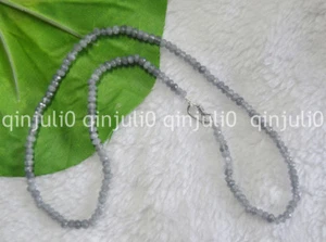 2x4mm Grey Aquamarine Faceted Rondelle Gemstone Necklace Silver Clasp 17-27'' - Picture 1 of 9