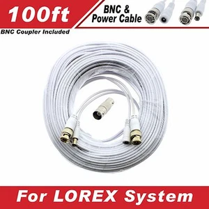 WHITE PREMIUM 100FT HIGH QUALITY BNC CABLES FOR 8 CHANNEL LOREX HD SYSTEMS - Picture 1 of 11