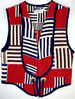 Vintage Silverado Western Vest New Mexico Open Womens Small Cotton Knit Red USA