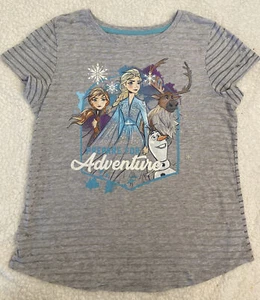 Disney Girls T-Shirt  Frozen Short Sleeve Gray Elsa Anna Size XL 14-16 - Picture 1 of 6