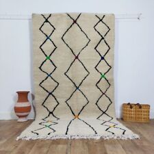 Handmade Moroccan Wool Rug 4x8 FT - Azilal Berber Rug Beni Ourain Area Rug