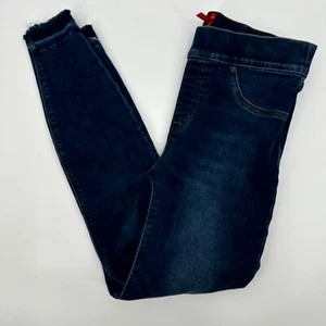 Spanx Ankle Jeans Womens M Blue Denim Distressed Raw Hem High Waisted Skinny Leg - Picture 1 of 13