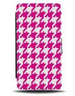 Hot Pink and White Houndstooth Pattern Flip Wallet Case Dogtooth Design AT93