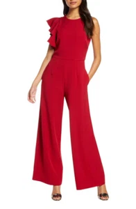 Julia Jordon Women's Hunter Crepe Ruffle Shoulder Jumpsuit - Picture 1 of 12