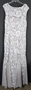 Alex Evenings Long Fit & Flare Godet Detail Dress Silver Sz 16 Mother Of Bride - Picture 1 of 7