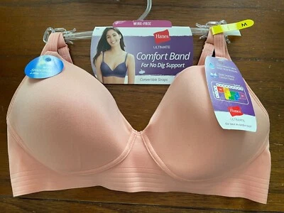 Новый беспроводной бюстгальтер Hanes® Peach DHHU35 No Poke No Pinch M, XL рекомендуемая розничная цена производителя 40 долл. США - Изображение 1 из 4