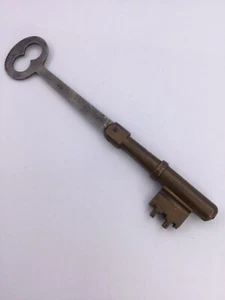 ANTIQUE FOLDING KEY 1869 BRASS & STEEL (I1177) - Picture 1 of 8
