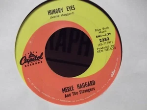 C*MERLE HAGGARD & STRANGERS CALIFORNIA BLUES/HUNGREY EYES CAPITOL RECORDS - Picture 1 of 2