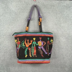 VTG Sun n Sand Large Canvas Multicolor Beach Tote Bag Bold African Graphic. - Picture 1 of 14