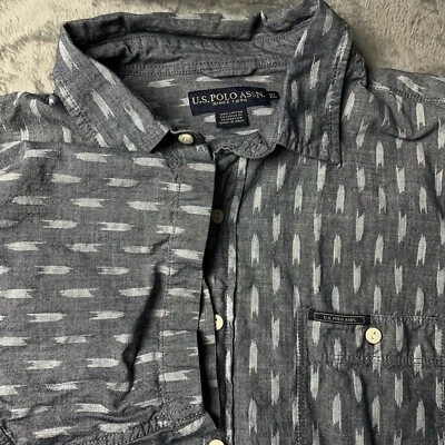 Camisa Polo de EE. UU. Para Hombre Extra Grande DEFECTUOSA Azul Manchado Preppy Oficina Y2K Foto 1 de 4