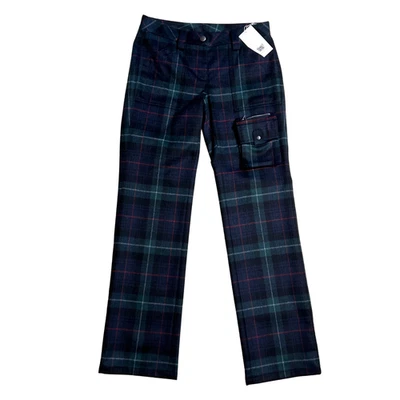 NWT Worth Women's Wool Blend Plaid Pants • Size 4 • Navy/Green/Red/White - Image 1 of 4