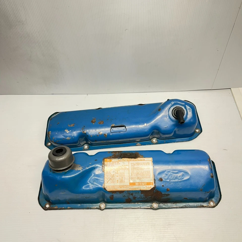 1970s FORD 351M 400 Valve Cover Pair OEM Ford Oval Script Logo Foto 1 de 4