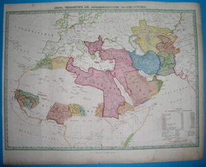 1844 ORIGINAL MAP MUSLIMS ASIA AFRICA ARABIA OMAN IRAN IRAQ QATAR BAHRAIN KUWAIT - Picture 1 of 8