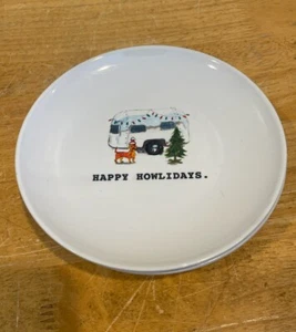 (3) Rae Dunn Magenta Christmas Happy Howlidays Dog Trailer 6" Dessert Plates - Picture 1 of 8