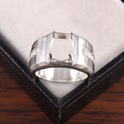 Semi Mount Jewelry Men's Ring Stone Setting Size 11X9 MM Oval Shape  - Image 1 of 4