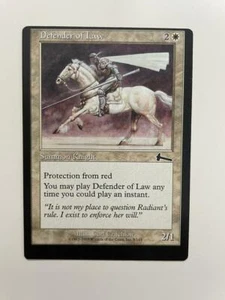  MTG MISPRINT MISCUT ERROR URZA'S LEGACY DEFENDER OF LAW WHITE CREATURE COMMON - Picture 1 of 6