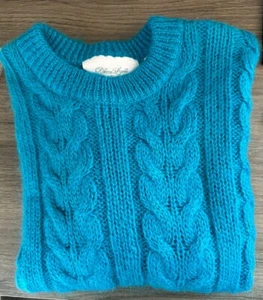 Türkisblauer Pullover Mohairmischung Gr. M Rundhals Rebecca Lynn - Bild 1 von 17