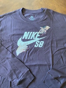 NIKE SB LONGSLEEVE T-SHIRT MENS SIZE L RED GRAPHIC LOOSE FIT FQ7681-227 NEW - Picture 1 of 12