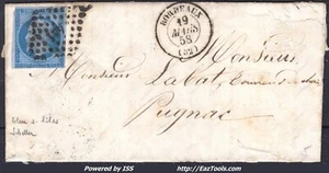 FRANCE N°14Ae BLEU SUR LILAS SUR LETTRE PC 441 BORDEAUX SIGNÉ SCHELLER A VOIR - Picture 1 of 2