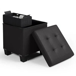 Storage Ottoman Cube with Storage Bin, 15-In Square Ottoman with Storage - Picture 1 of 11