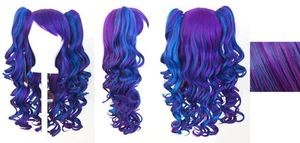 20'' Lolita Wig + 2 Pig Tails Set Purple, Blue Mix Blend Cosplay Gothic Sweet - Picture 1 of 1