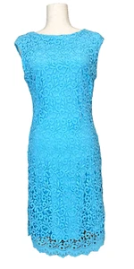 Lauren RL Sheath Dress Turquoise Sleeveless Lined Eyelet Overlay SZ 10 Cocktail - Picture 1 of 11