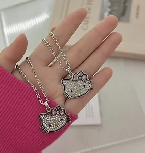 2 Packs Hello Kitty Bling Pendant Necklace With Chain New - Picture 1 of 9
