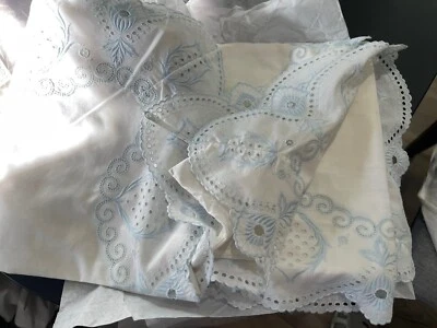 Pratesi Italy Vintage Cotton/Polly 2pc Standard Shams Lace 20”x28” - Image 1 of 4