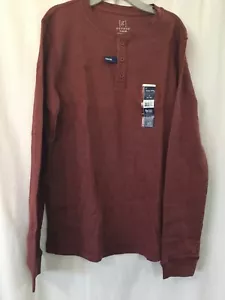 George Men's Long Sleeve Thermal Henley Shirt Size Varsity Wine New Many sizes - Picture 1 of 5