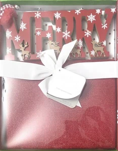 Baby Christmas Blanket 2 Pc Gift Set Red Merry Wood Sign Baby It's Cold Outside - Picture 1 of 3