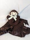 Carter's Brown Monkey Lovey Rattle Ring Satin baby 14" Plush Security Blanket 