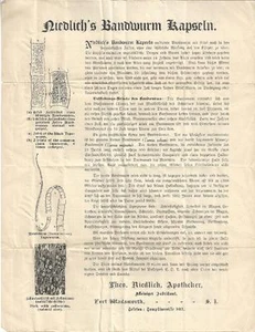 Papel publicitario vintage Theo. Cinta de boticario gusano para perro Niedlich inglés y alemán - Imagen 1 de 6