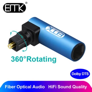 EMK 90 Degree Right Angle Toslink Optical Cable Adapter Female 360° Rotation - Picture 1 of 6