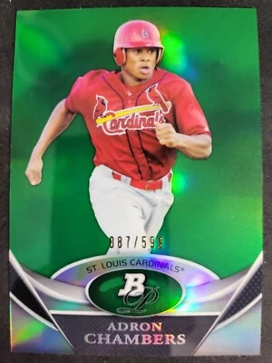 2011 Bowman Platinum Adron Chambers RC GREEN REFRACTOR  /599 Card #BPP87  - Image 1 of 2