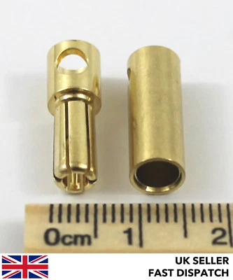 *HEAVY DUTY* 5mm Lipo Bullet Gold Connectors / Banana Plug RC - 1/2/5/10 pairs  - Image 1 of 4