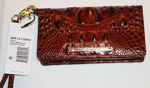 BRAHMIN DEBRA PECAN MELBOURNE GENUINE LEATHER Croc Embossed WRISTLET WALLET - Picture 1 of 10