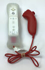 Nintendo Wii Remote Controller White Rvl-003 & Oem Nunchuck Red